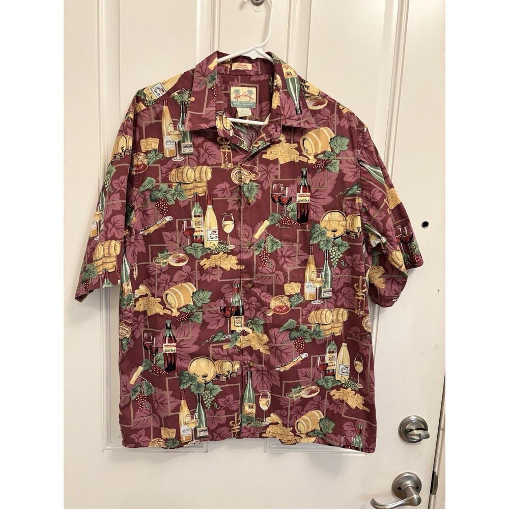 Reyn Spooner vintage Shirt Wine Vineyards corkscrew  regency cotton lawn